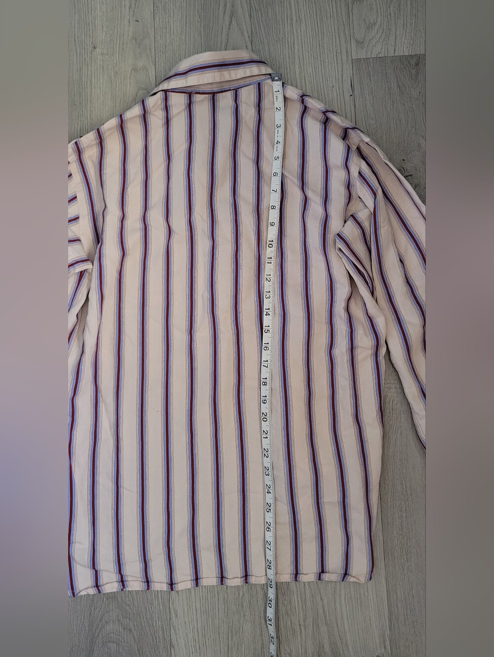 Smythe Over the Head Shirt Ecru Banker Striped Cream & Blue Blouse, Extra Large - Picture 13 of 14
